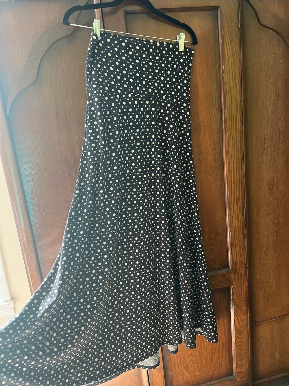LuLaRoe Black Maxi Skirt with White Polka Dots